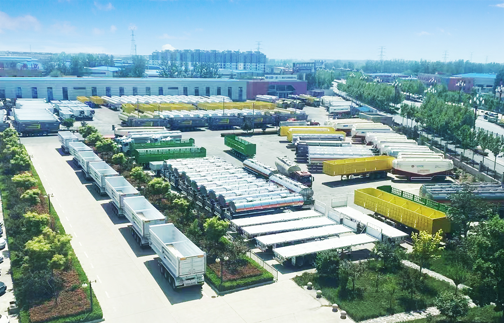 Semi trailers in factory yard